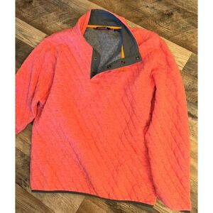 Orvis Outdoor Quilted Snap Pullover Sweatshirt Quilted Orange Mens Medium